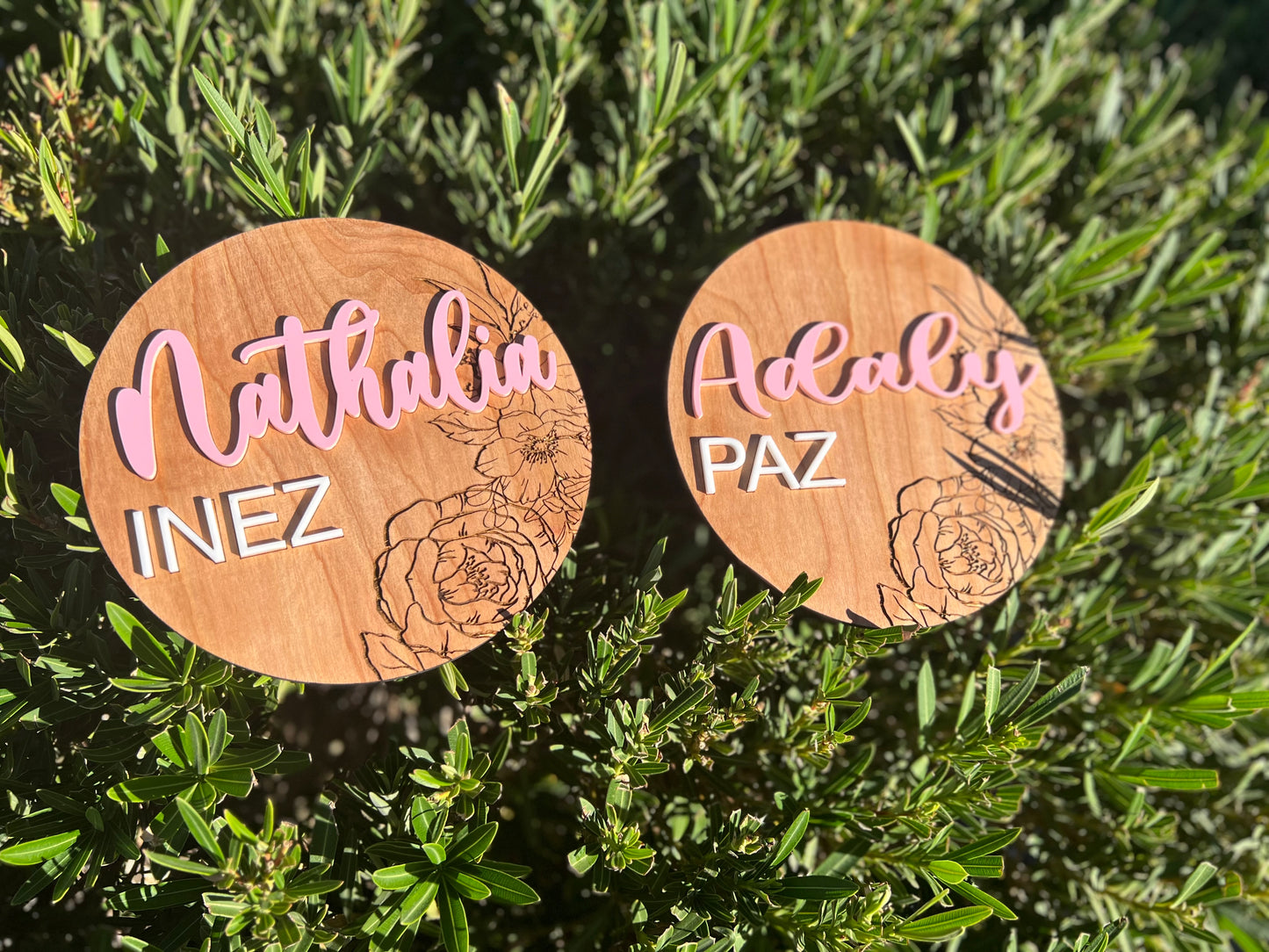 Custom Floral Wood & Acrylic Baby Arrival Plaque | Personalized Birth Stats Keepsake |