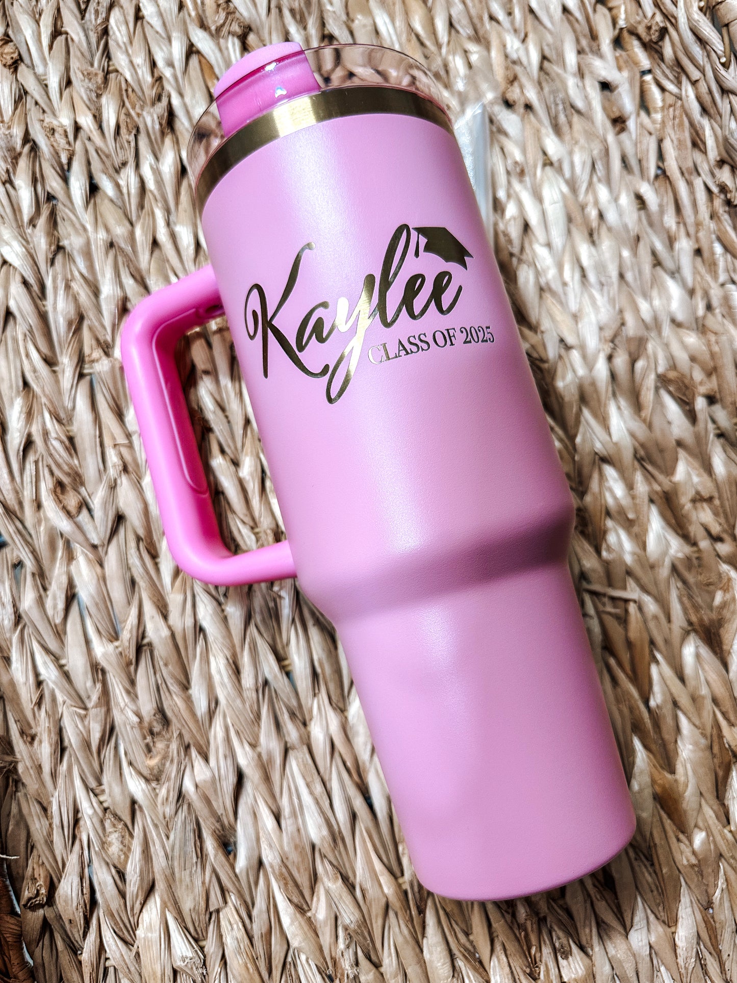 Personalized 40oz Graduation Tumbler with Name and Class Year - Senior Gift with Graduation Cap Design