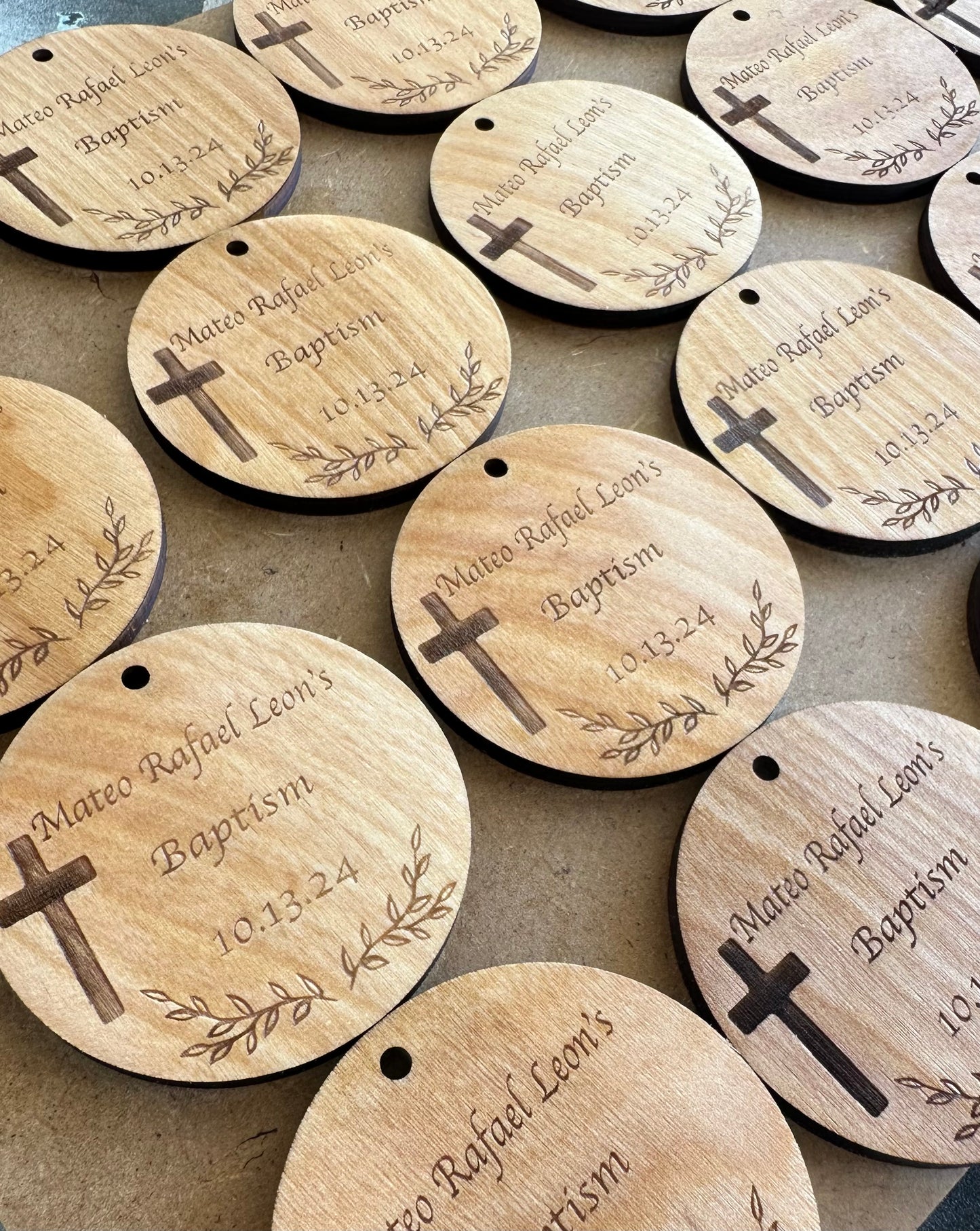 Engraved Wooden Baptism Favors