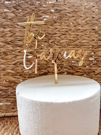 Personalized Wedding Cake Topper - “The [Last Name]” Custom Acrylic or Wood Topper