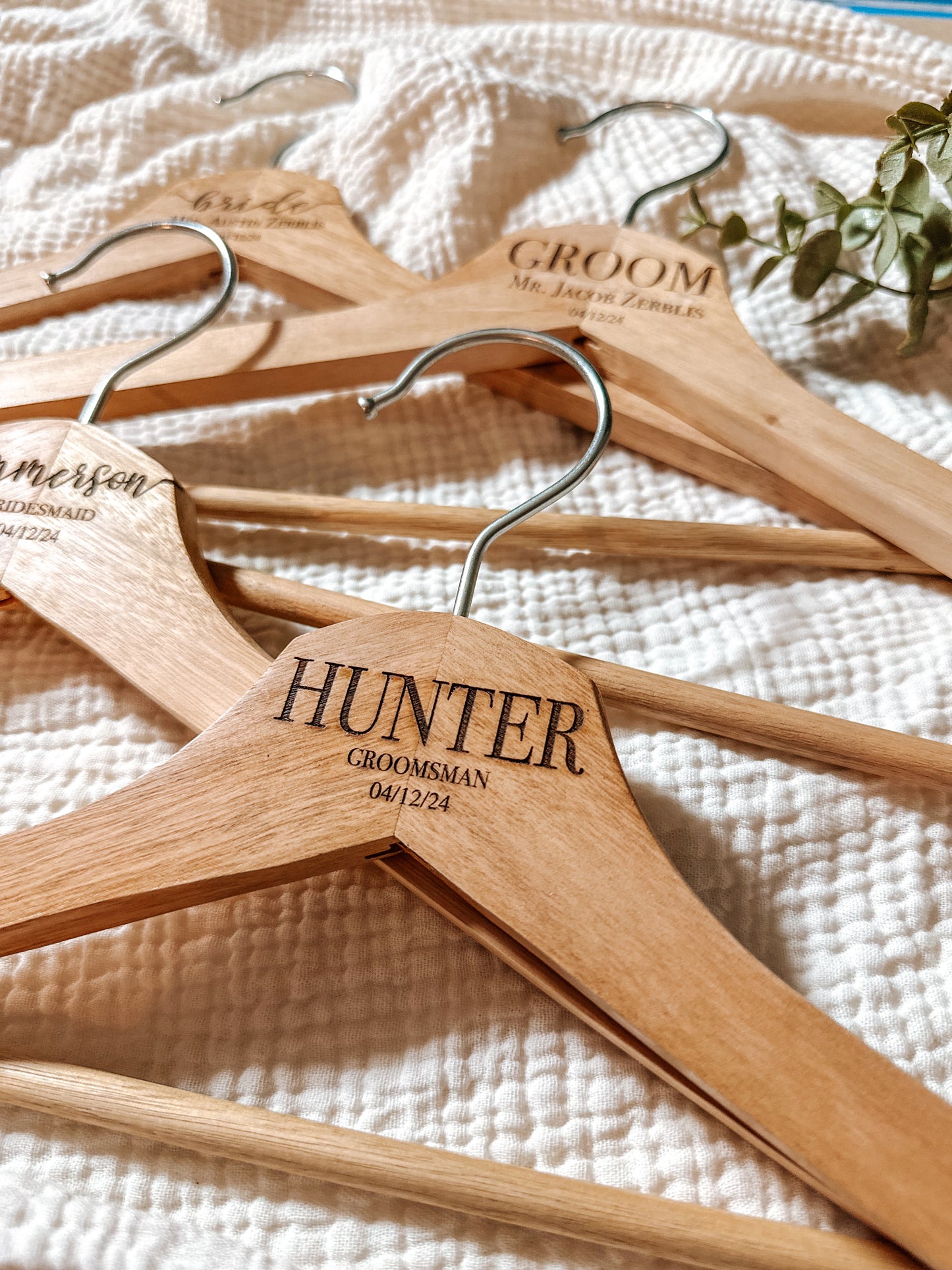 Personalized Wooden Bridal Party Hangers for Brides, Grooms, and Wedding Party Members