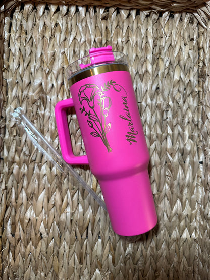Personalized 40oz Graduation Tumbler with Name and Class Year - Senior Gift with Graduation Cap Design