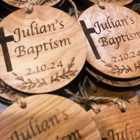 Engraved Wooden Baptism Favors