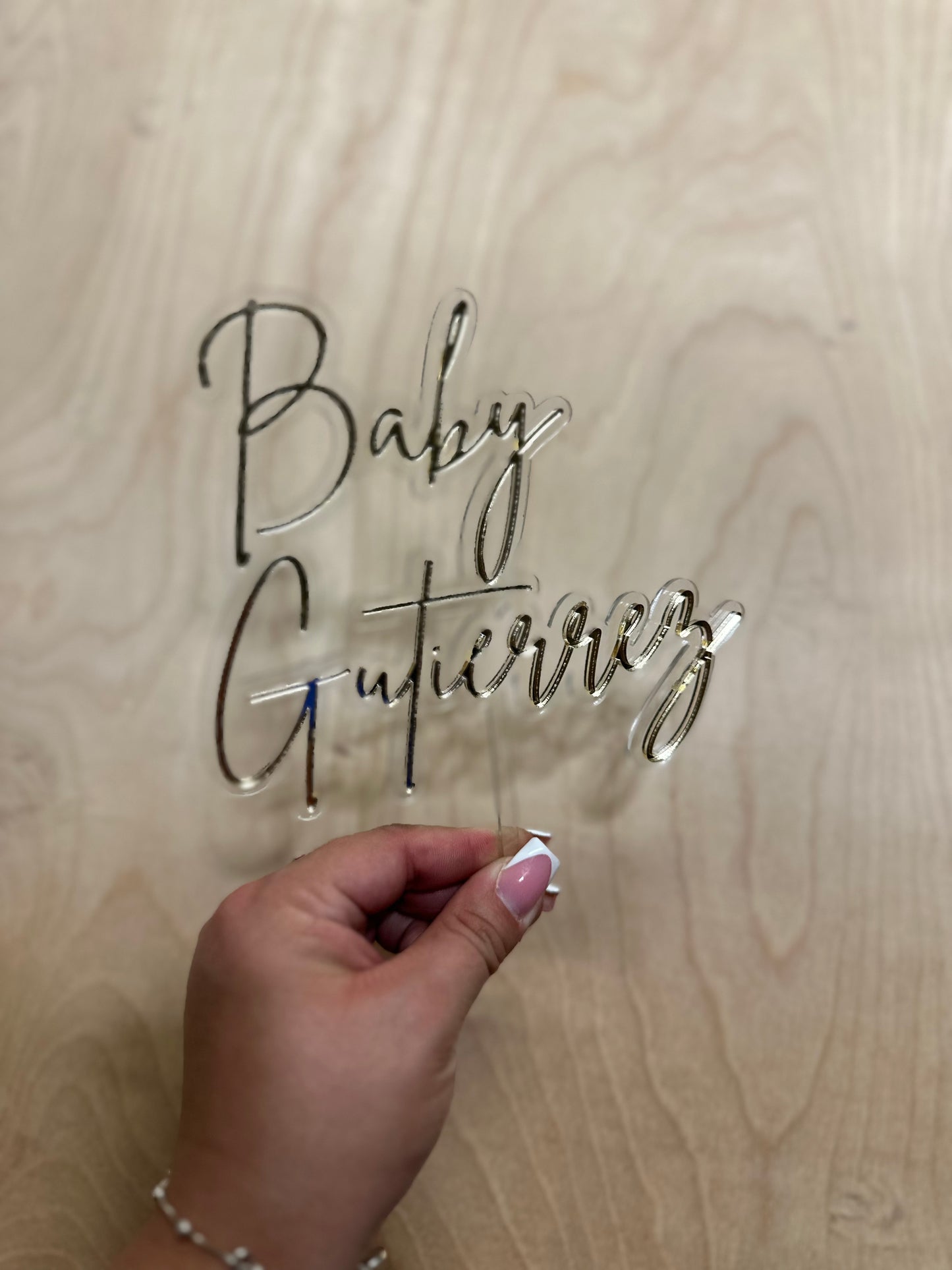 Personalized Acrylic Cake Topper | Baby Shower, Gender Reveal, Welcome Baby