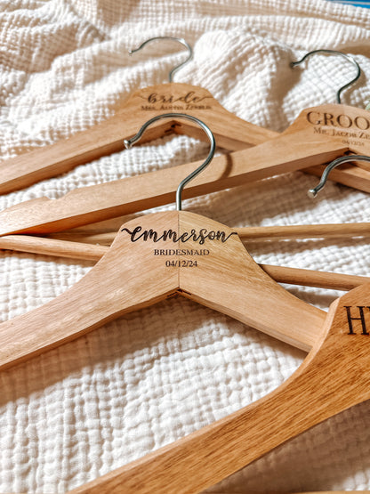 Personalized Wooden Bridal Party Hangers for Brides, Grooms, and Wedding Party Members