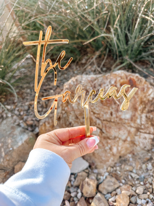 Personalized Wedding Cake Topper - “The [Last Name]” Custom Acrylic or Wood Topper