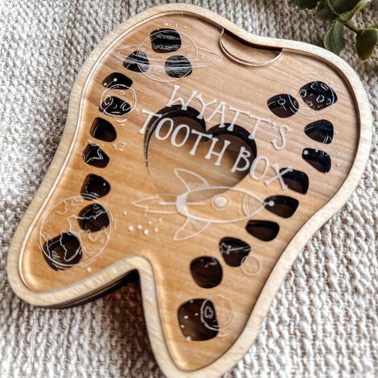 Personalized Wooden Tooth Fairy Keepsake Box | Custom Tooth Organizer for Kids
🦷