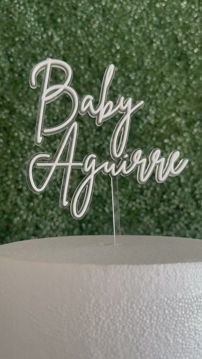 Personalized Acrylic Cake Topper | Baby Shower, Gender Reveal, Welcome Baby